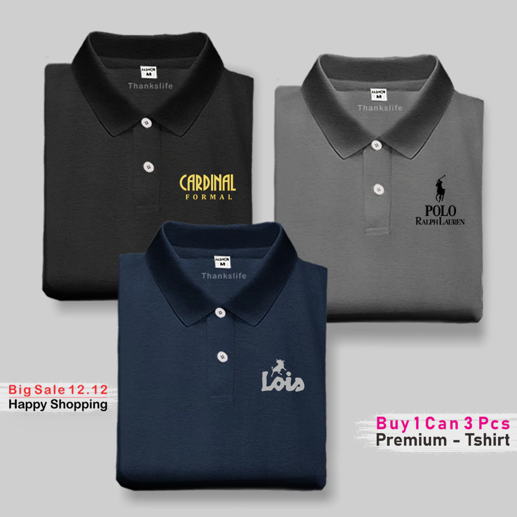 Promo Beli 1 Dapat 3 Pcs Kaos Kerah Polo | Kardinal | Loiz | Kaos Polo Distro | Kaos Lengan Pendek