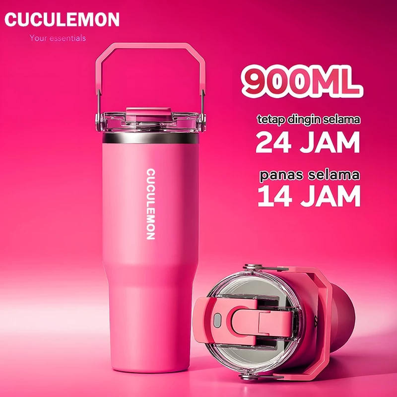 Cuculemon Tumbler Stainless Steel 1L Kapasitas Besar Termos Air Tahan 24 jam botol Kopi Vacuum