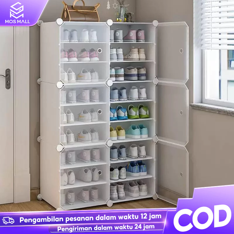 Rak Sepatu Tertutup Anti Debu Rak Sepatu 8 Susun Plastik Lemari Sepatu Rak Sepatu Aesthetic